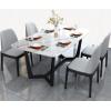 意式極簡巖板餐桌椅組合后現(xiàn)代巖板飯桌小戶型餐廳 實木餐桌餐1.4米一桌六椅（雪花白）